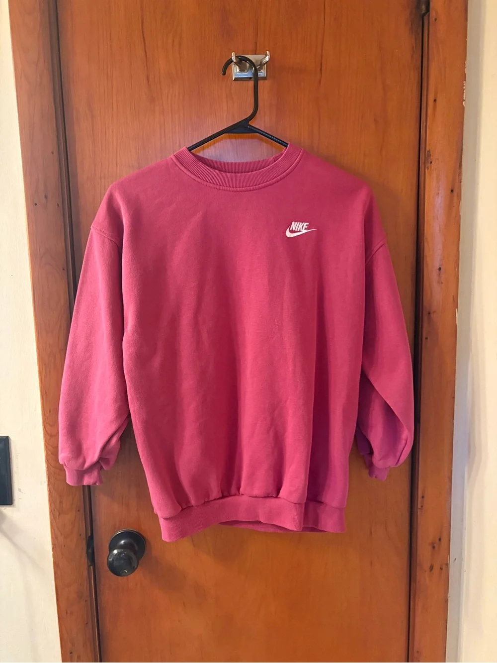 Nike Raspberry-Pink Crewneck Sweatshirt with White Logo